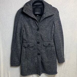 Worthington Women's Charcoal Gray Buttoned Wool-Blend Pea Coat